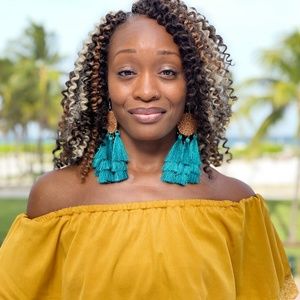 Turquoise Tri-Tassel Earrings w/ Bamboo Woven Circles